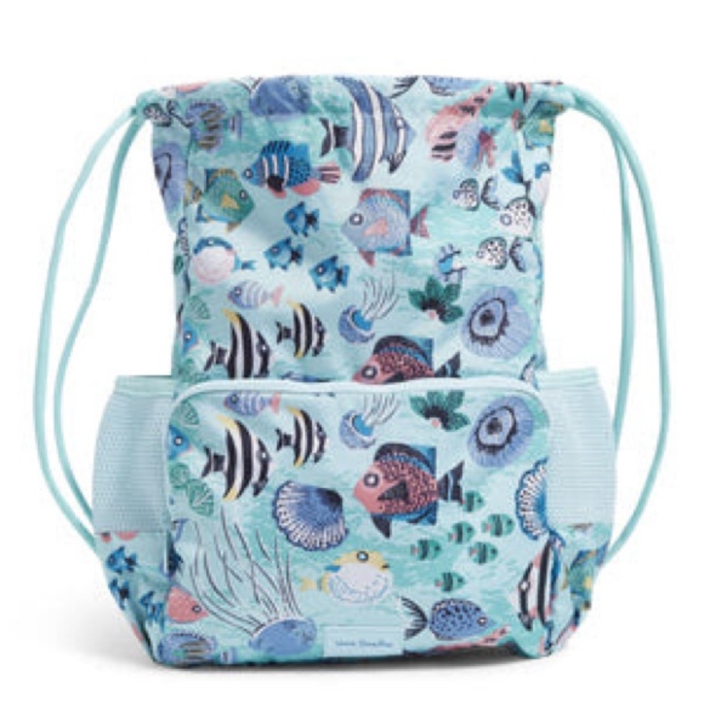 Vera Bradley deluxe drawstring backpack (	Paisley Wave Fish)